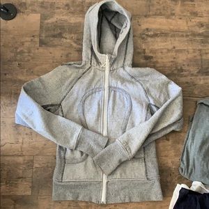 Lululemon grey striped scuba hoodie
